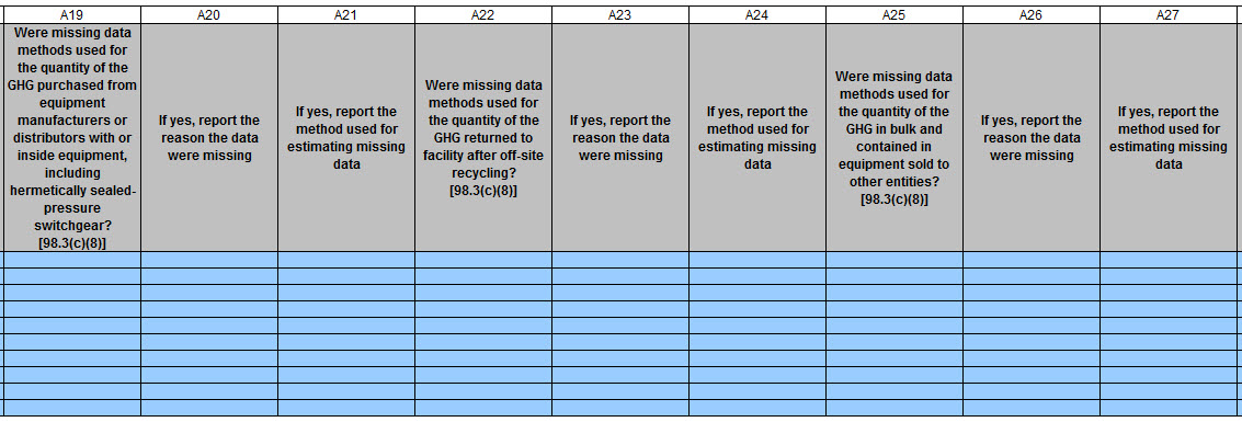 Subpart DD: Emission Information Table Columns 19-27